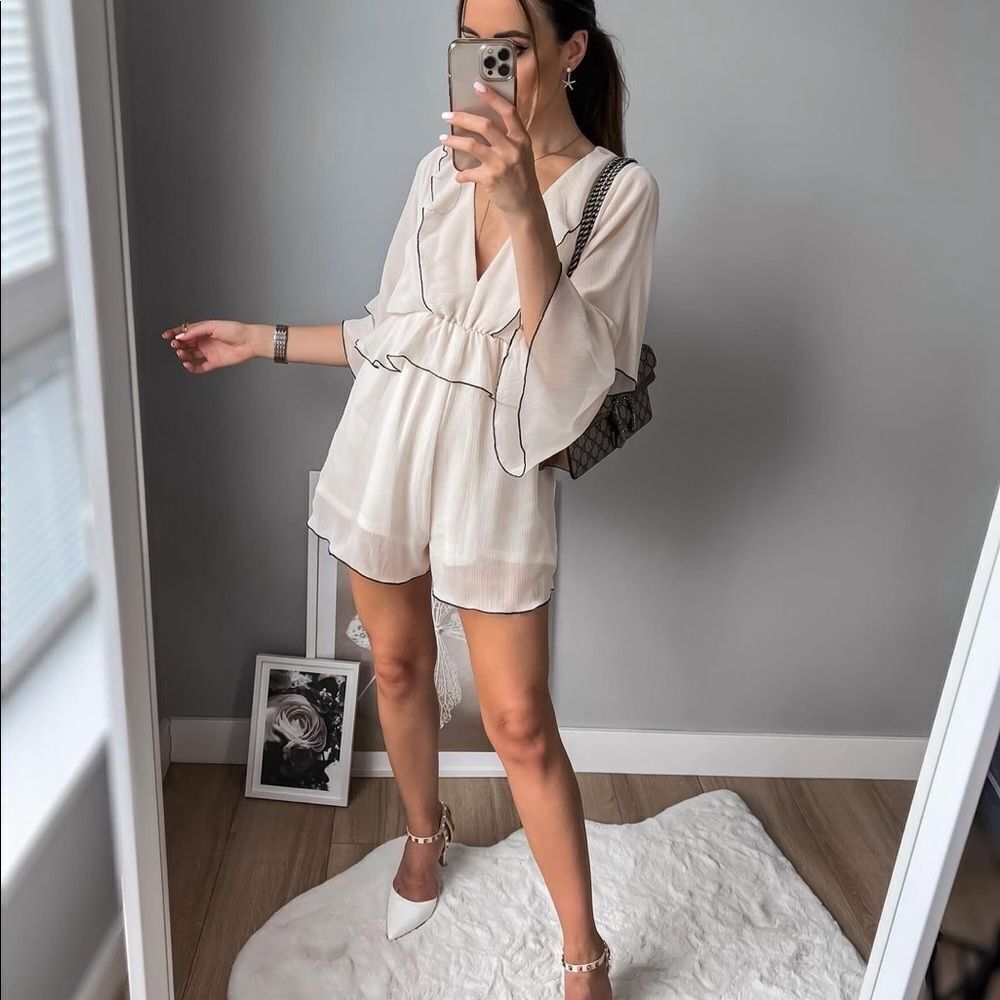 Zara ruffled short jumpsuit